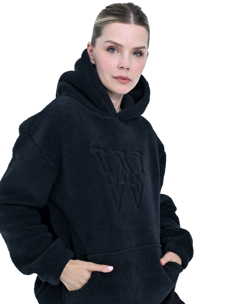 WEY SHERPA HOODIE WOMEN BLACK