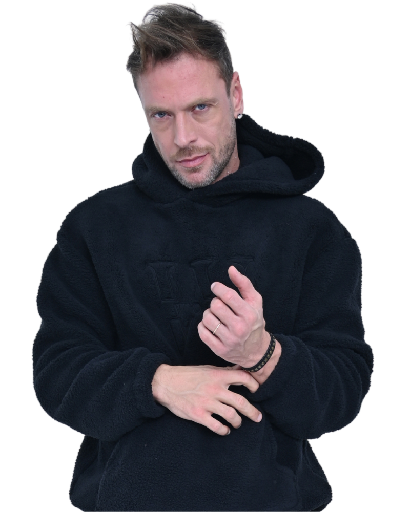 WEY SHERPA HOODIE MEN BLACK