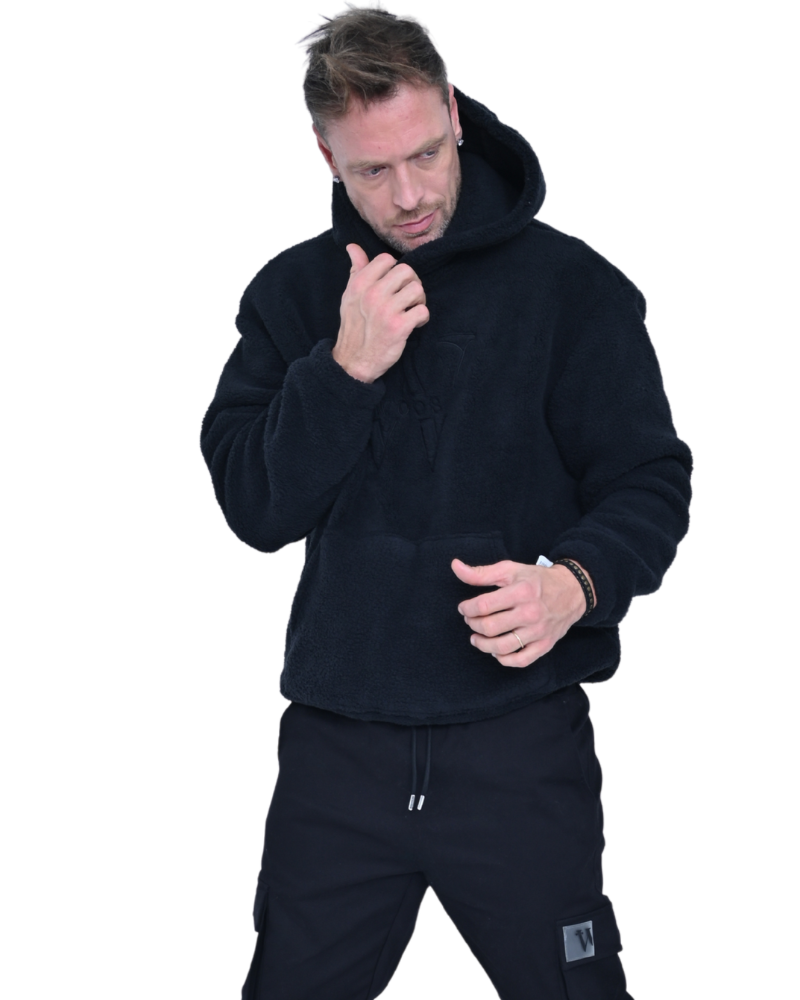 WEY SHERPA HOODIE MEN BLACK