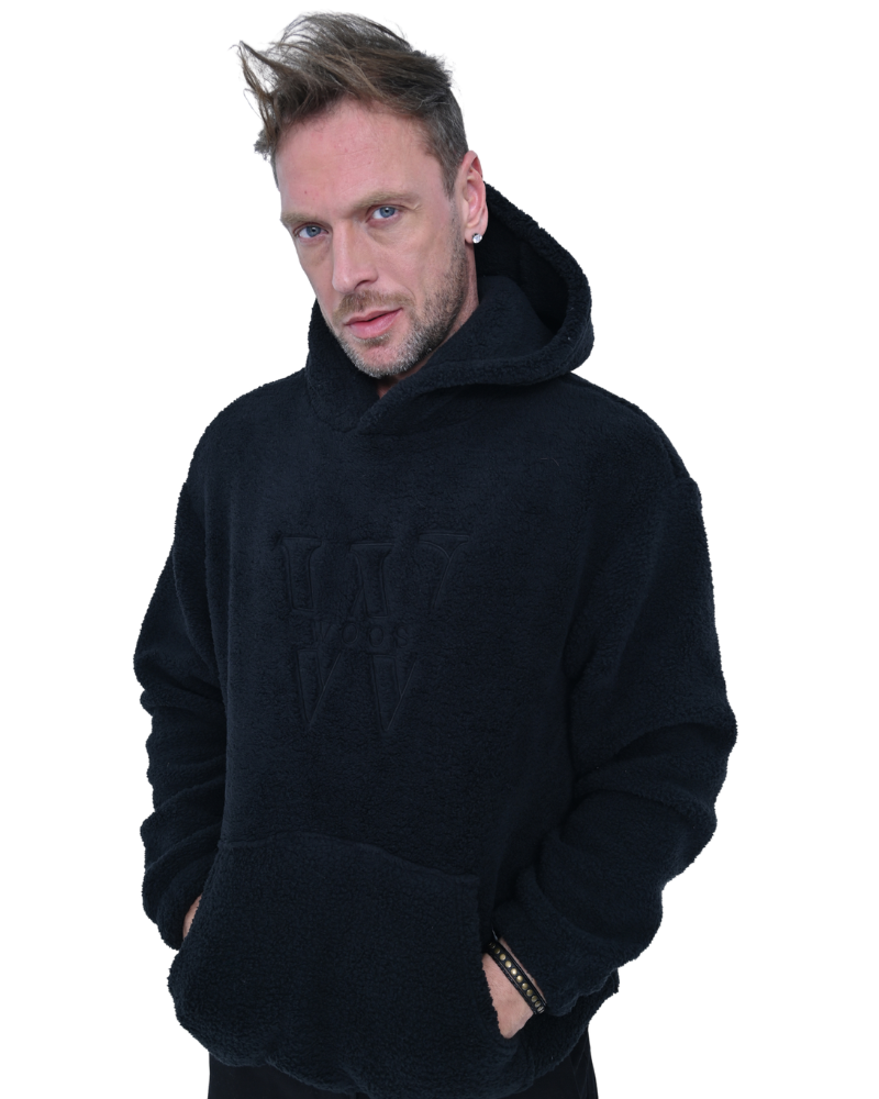 WEY SHERPA HOODIE MEN BLACK