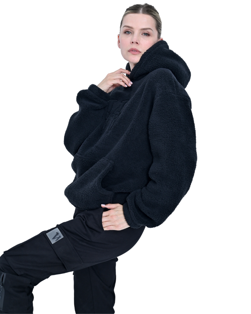 WEY SHERPA HOODIE WOMEN BLACK